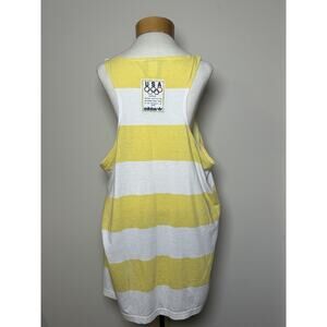 RARE Vintage 80s Adidas USA Olympics Tank Top XL 1988 Official Striped Yellow